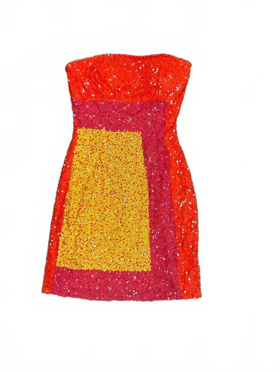 Blush Prom Dresses & Skirts - Sequin Color Block Strapless Party Dress NWT